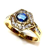 Anneau Femme Anni '80 in Or jaune Zaffiro blu ZAF CT 0.65 DIA CT 0.23